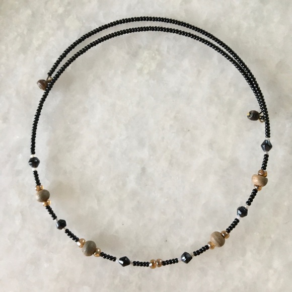 Peace Handcrafted Brass/Copper mixed metal on gemstone beaded necklace 20-22β - Picture 16 of 16